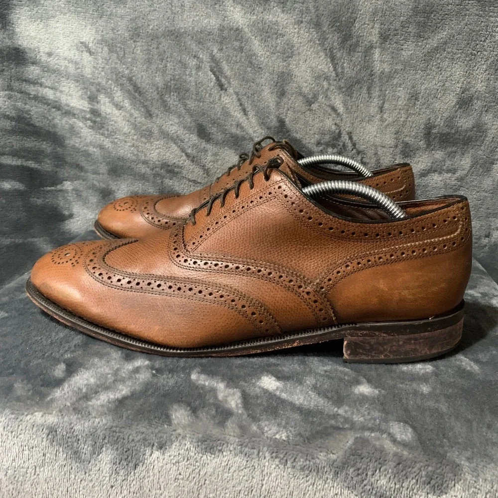 Florsheim Lexington Oxford Mens 12 Wingtip Cognac Brown Pebbled Leather 17066